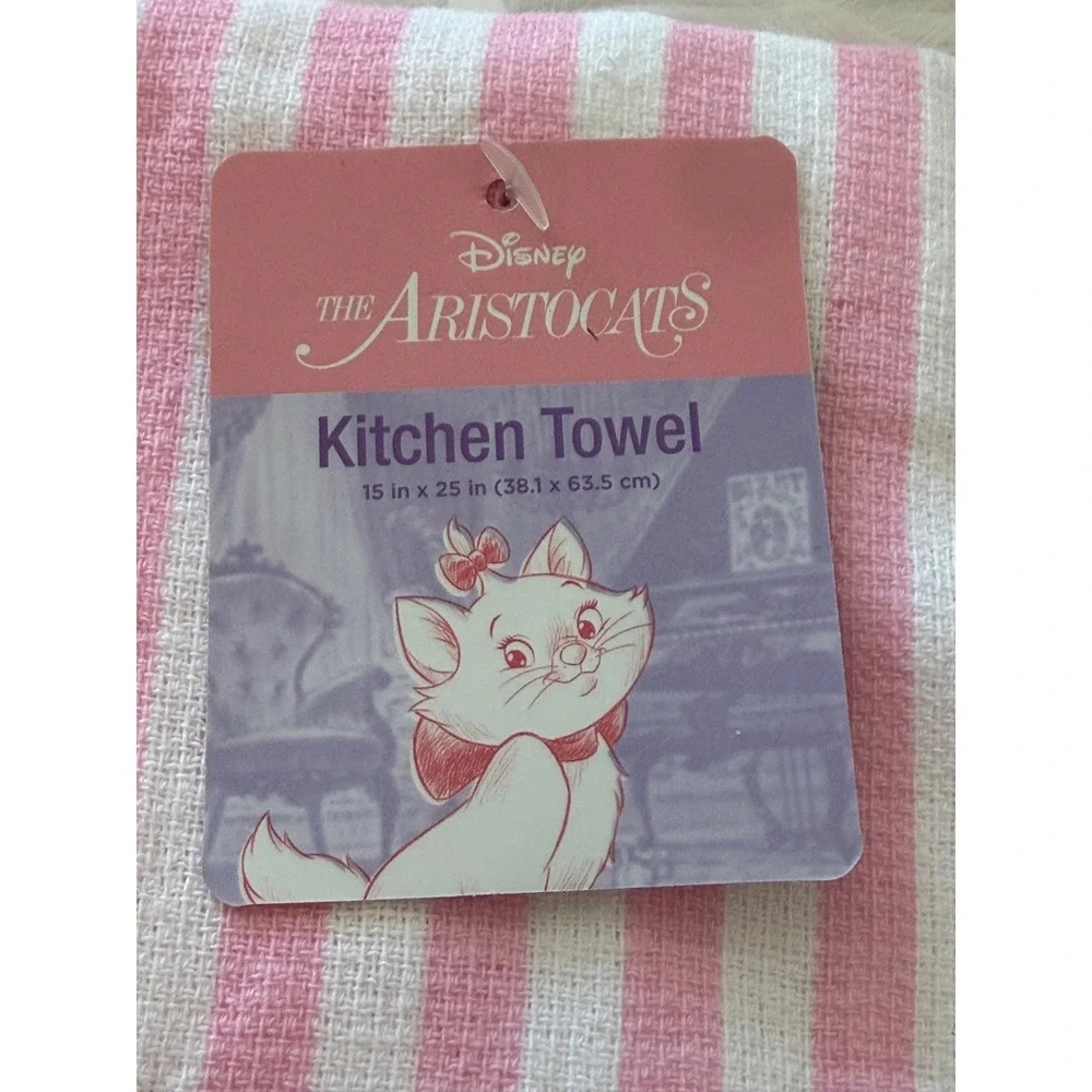 Disney The Aristocats Marie Kitchen Set Towel Pot Holder Oven Mitt Pink White